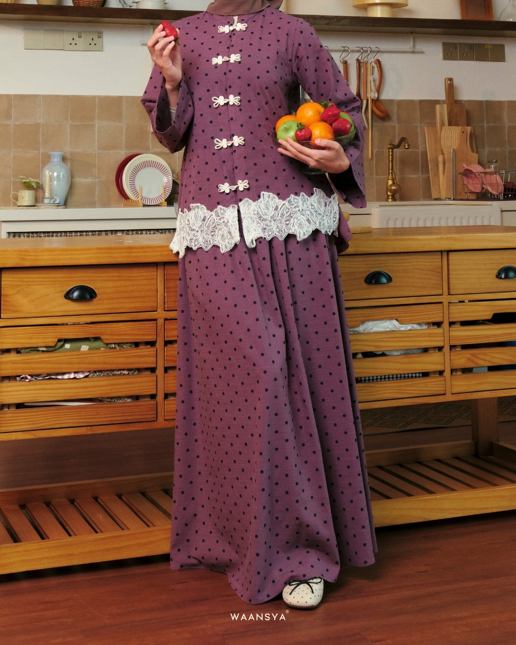 MADELEINE POLKA DOTS IN TWILIGHT MAUVE
