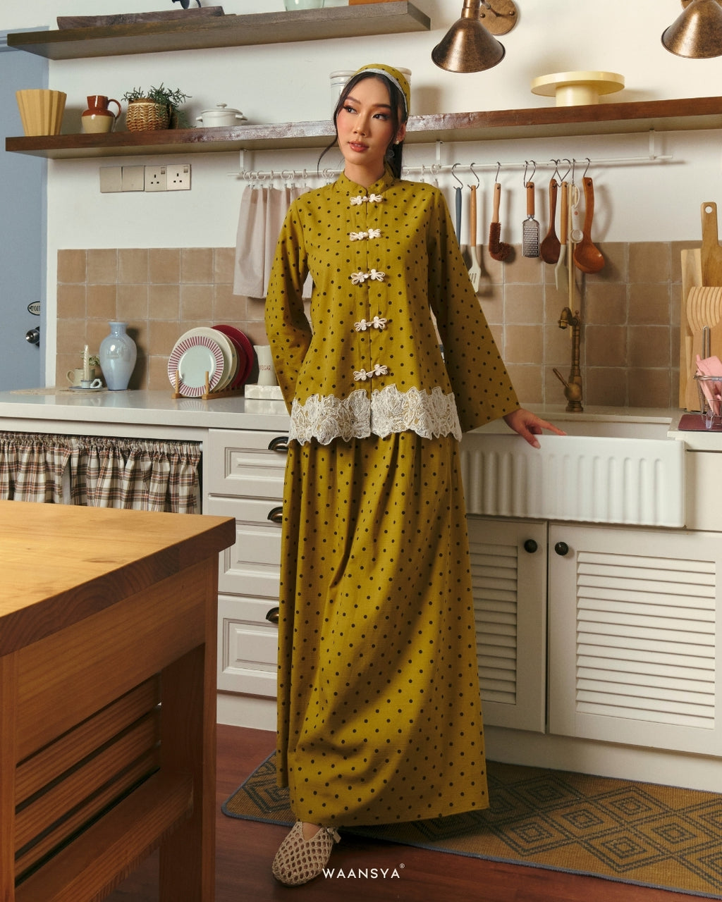MADELEINE POLKA DOTS IN WARM OLIVE