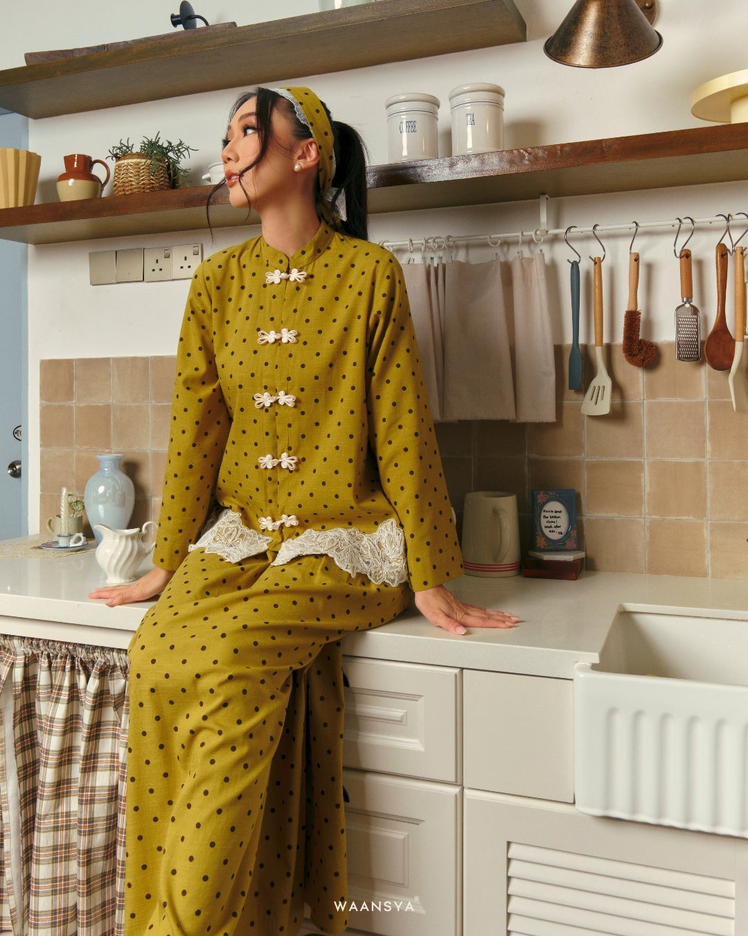 MADELEINE POLKA DOTS IN WARM OLIVE