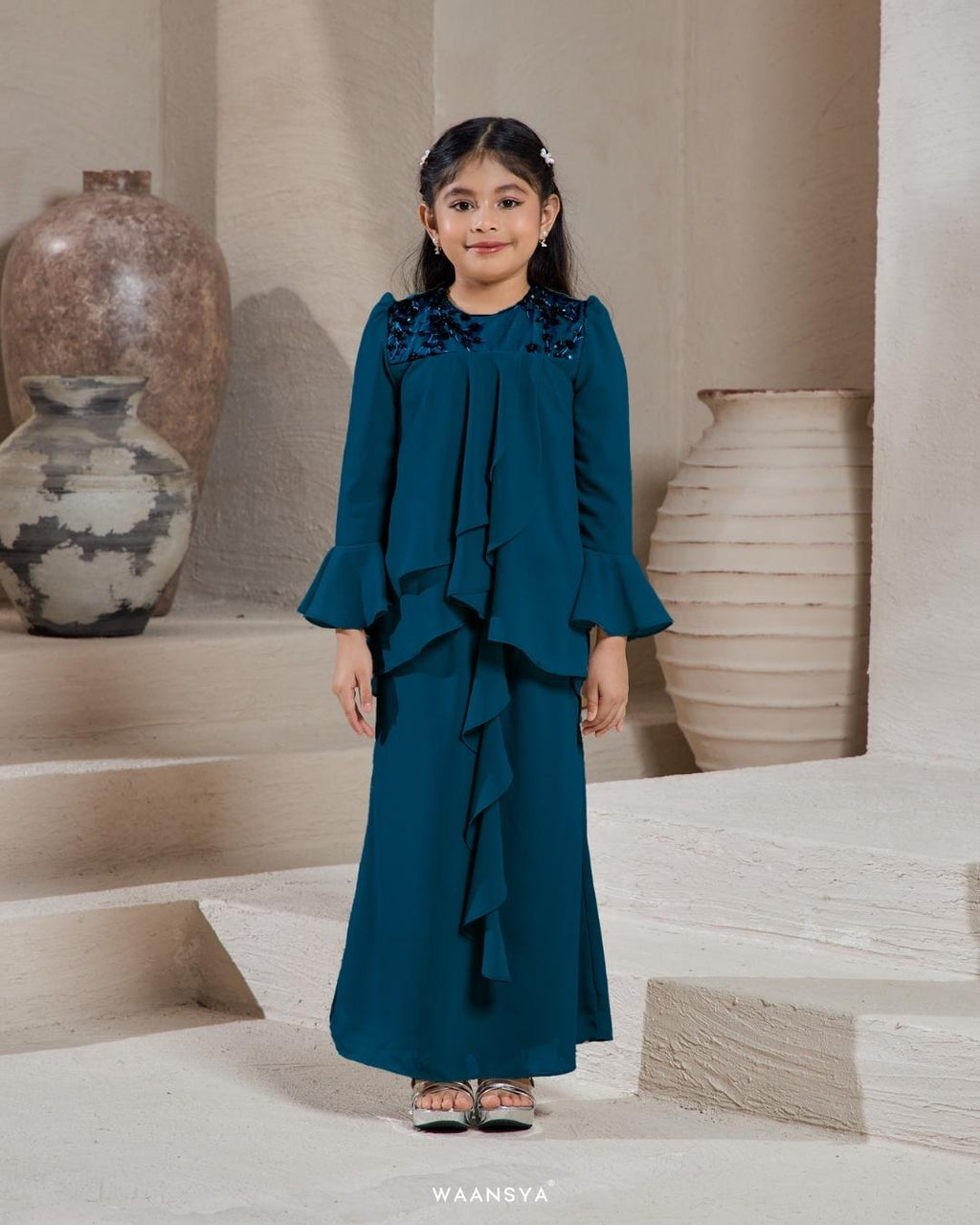 [KIDS] IRIS KURUNG IN TEAL BLUE