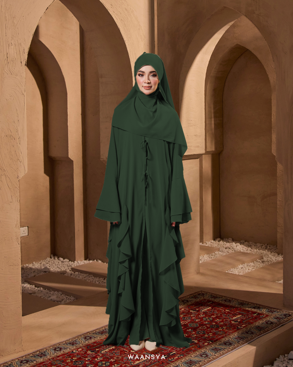 MALIKA ABAYA IN EMERALD GREEN