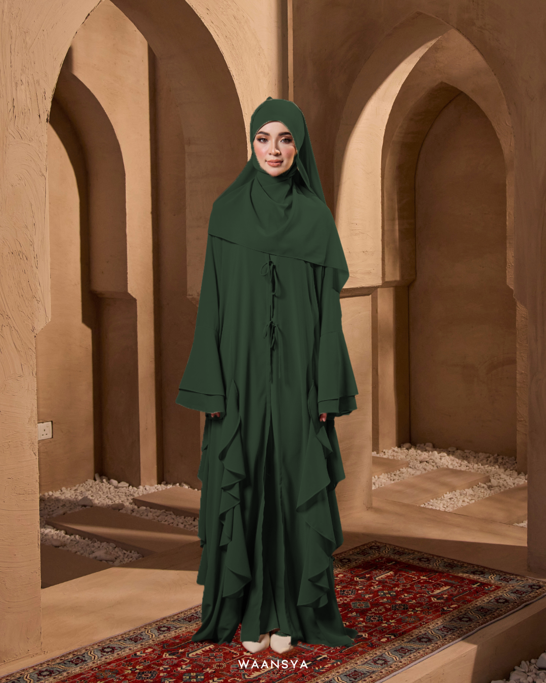 MALIKA ABAYA IN EMERALD GREEN