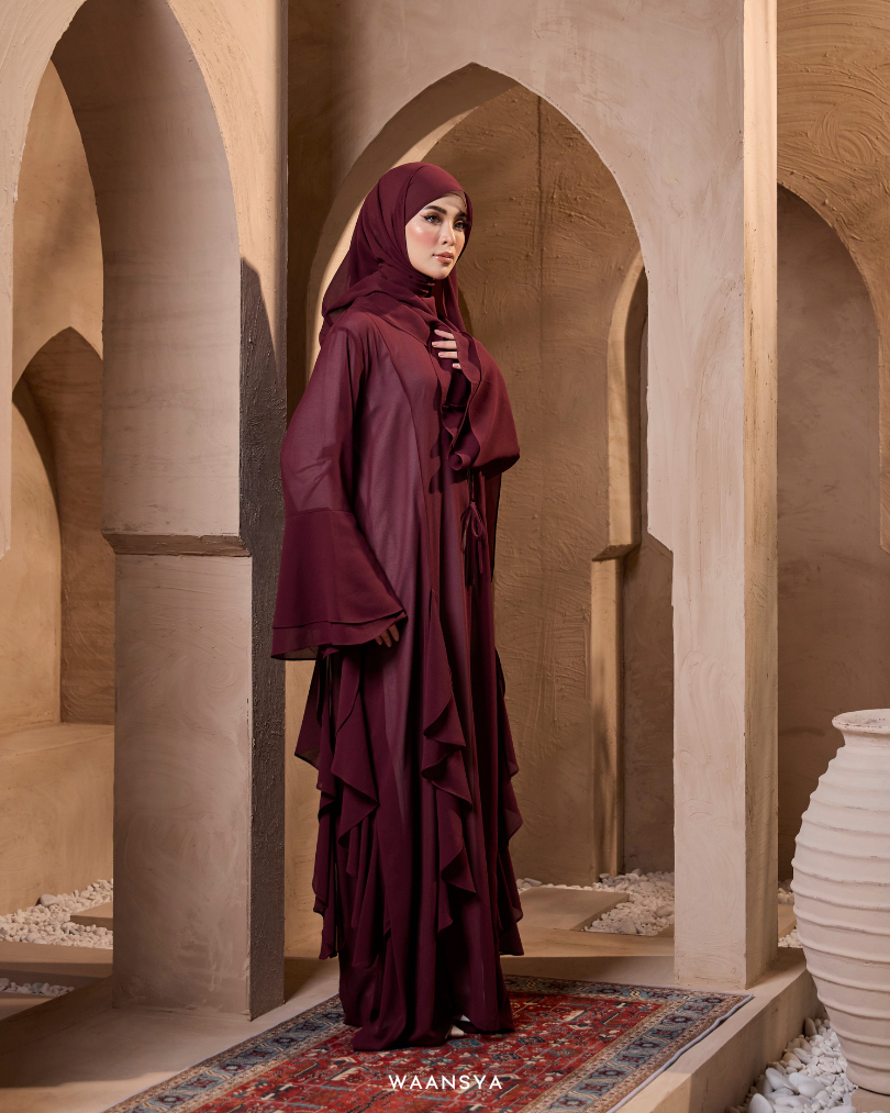 MALIKA ABAYA IN MAROON