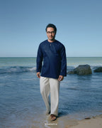 IDREES KURTA IN NAVY BLUE