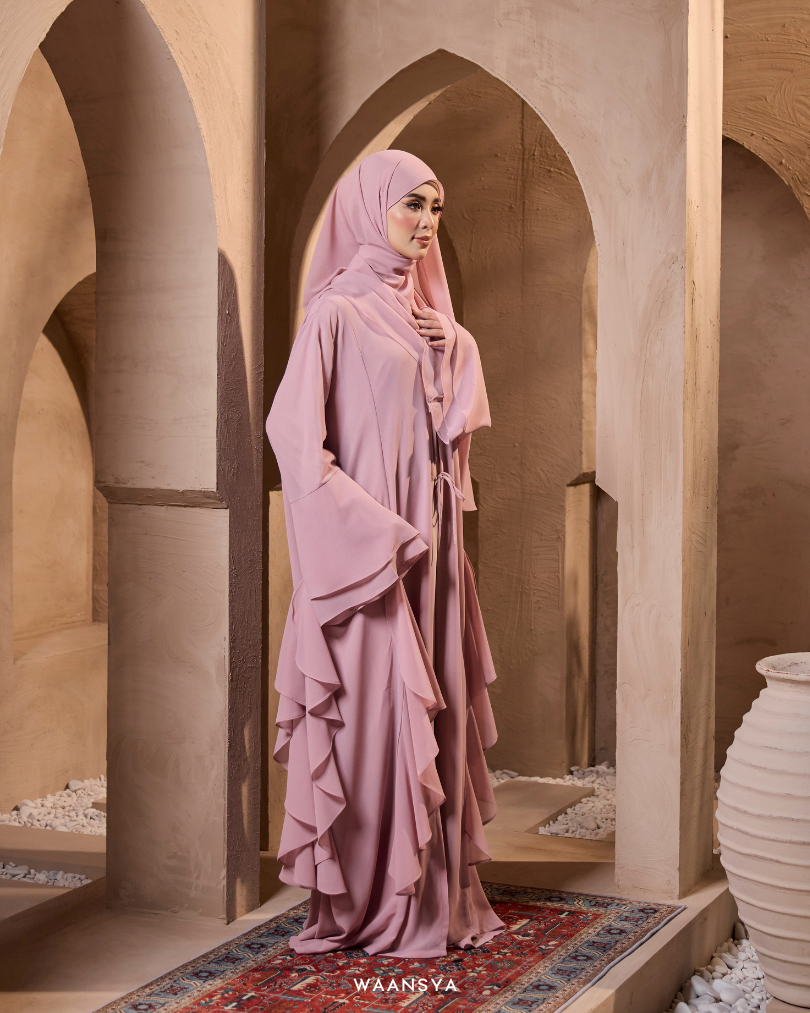 MALIKA ABAYA IN BABY PINK