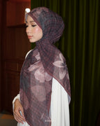 VINTAGE BLOOM PRINTED CHIFFON SHAWL IN TRUFFLE