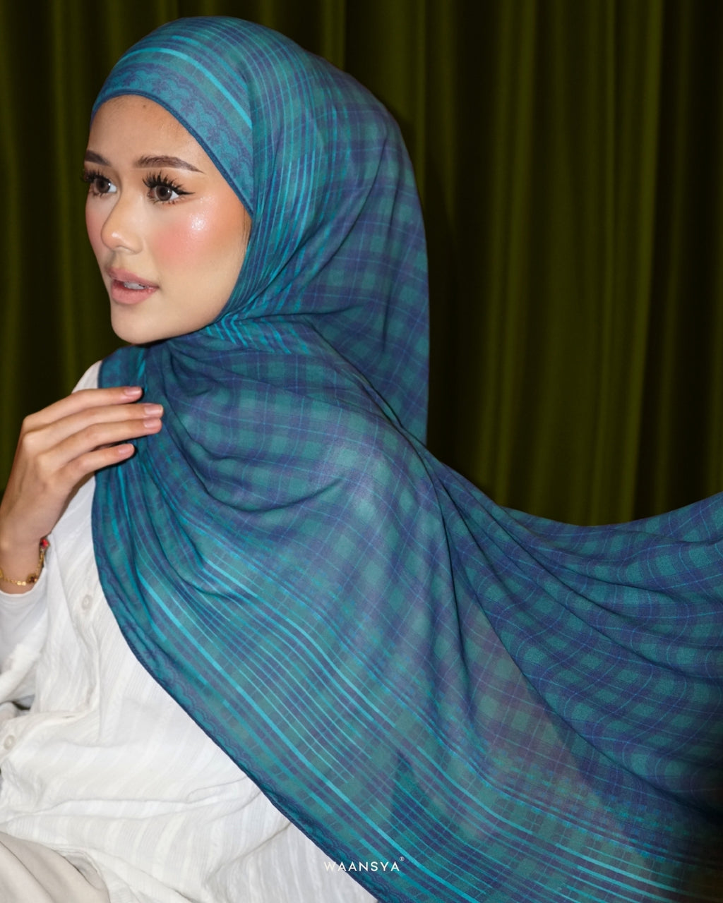PLAID-KAT PRINTED CHIFFON SHAWL IN TELANG