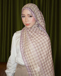 PLAID-KAT PRINTED CHIFFON SHAWL IN MANGGIS