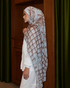 VINTAGE BLOOM PRINTED CHIFFON SHAWL IN AMBER SKY