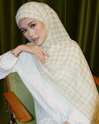 PLAID-KAT PRINTED CHIFFON SHAWL IN PANDAN