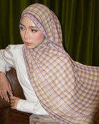 PLAID-KAT PRINTED CHIFFON SHAWL IN MANGGIS